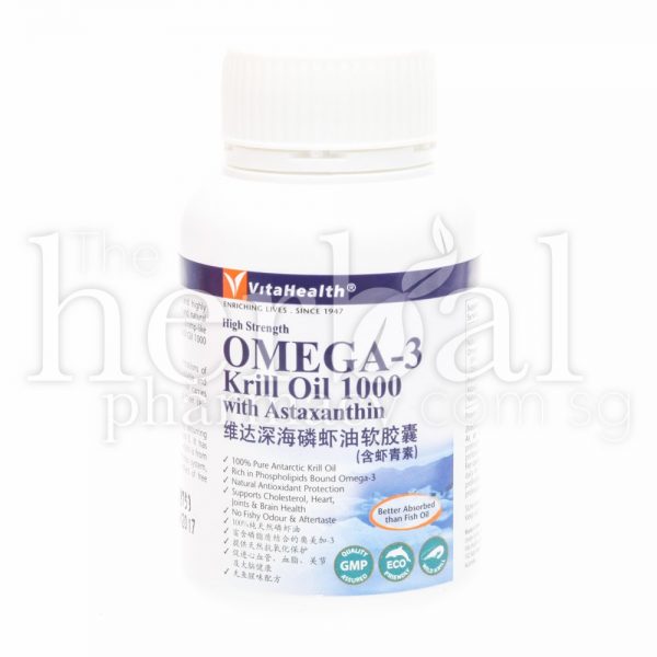 VITAHEALTH OMEGA-3 KRILL OIL 1000 WITH ASTAXANTHIN 30 X 2